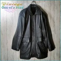 レザー ハーフコート シープスキン 羊革 黒 L 革ジャン スナップボタン