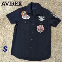 AVIREX アヴィレックス 半袖シャツ ワッペン ネイビー Sサイズ