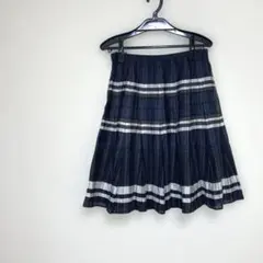 アルチザン フレアスカート　ネイビー　白　チェック