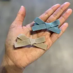 リボン型ヘアクリップ2個セット　ハンドメイド　ベビー　キッズ