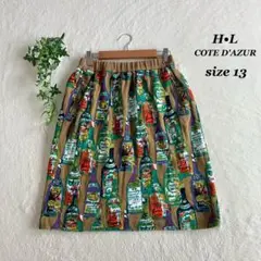 H・L COTE D'AZUR✨コートダジュール（13）ボトル柄フレアスカート