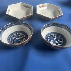吾山窯　古伊万里 金彩染錦　中鉢 2個&六角中鉢 2個