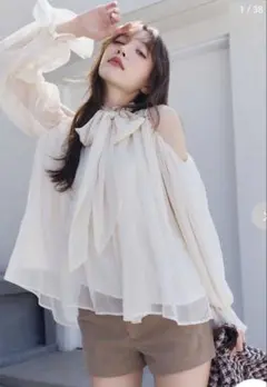 リリーブラウン lilybrown ショルダーリボンスウィムウェア ブルー