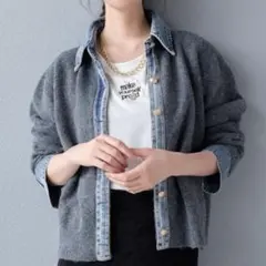 Rie様専用　Rejoice デニム切替ニットカーディガン