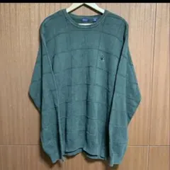 IZOD 厚手 コットン ニット セーター メンズ XL 古着 ワンポイント刺繍