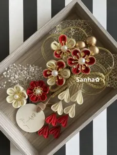 T-1173 つまみ細工 髪飾り 水引 卒業式 成人式 結婚式 七五三 髪飾り