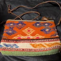 本日価格！！アンティーク織物生地ショルダーバッグ