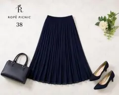 ROPE PICNIC ロペピクニック プリーツスカート 38 ネイビーのサムネイル