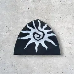 ニット帽 Sol 黒 Y2K グランジ ビーニー 海外ストリート 帽子 即日発送