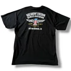 古着 ハーレーダビッドソン ナンバーワン 両面プリント Tシャツ 黒 バイクのサムネイル