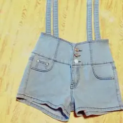 新品。BABYSHOOP デニムサロペットショートパンツ