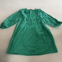 ZIBA グリーン刺繍ワンピース　Sサイズ