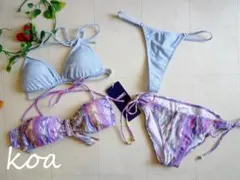 ROIAL(ロイアル)バンドゥビキニ4点セット《パープル/9M》Tバックのサムネイル