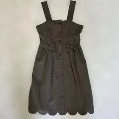 チェック柄リボン付きジャンバースカート　140