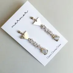 No.1332 1点のみ　ガラス　ゴールド　ピアス　イヤリング　ハンドメイド