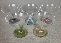 多色ガラス製カクテル・デザート・シャーベットグラス5個セット