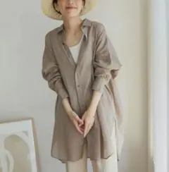 URBAN RESEARCH DOORS ラミーコットンビッグシャツ ベージュ系のサムネイル