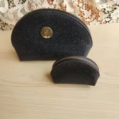 ポーチと小銭入れ(ミニポーチ)のセット　黒ラメ