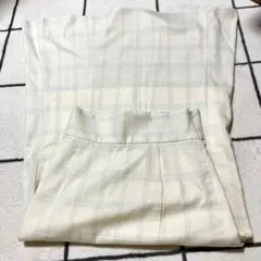 チェック柄 タイトスカート ホワイト 水色