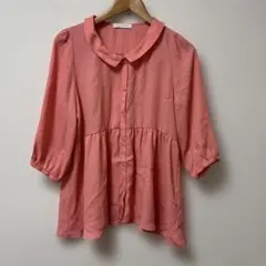 ローリーズファーム　オレンジ　襟付き シャツブラウス L