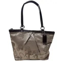 極美品】COACH レザートートバッグ ホースアンドキャリッジ メタリック