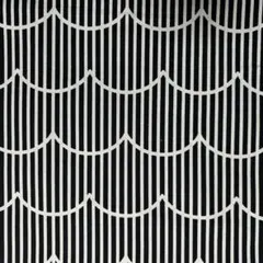 オックス 幅110×75cm スカラップストライプ柄／白黒