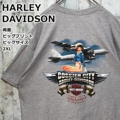 ハーレーダビッドソン 美女 バイク バックプリント Tシャツ 2XL 90s