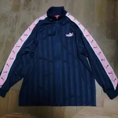 プーマPUMA廃盤サイドテープライン入トラックジャケット(ジャージ)紺×ピンクS