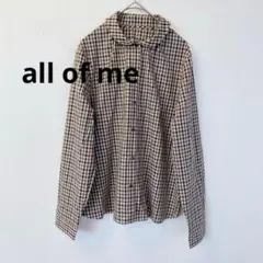 all of me シャツ チェック柄 長袖　丸襟　コットン
