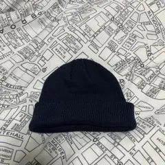 ネイビー ニット帽 折り返しリブ編みのサムネイル