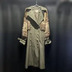 MIURUA ファー付きダブルブレストロングコート