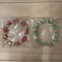 カラフル　星形　ビーズ　ゴム　ブレスレット　 2個セット