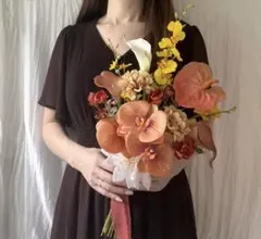 ⌘テラコッタベージュ⌘アーティフィシャルフラワーブーケ ウェディングブーケ