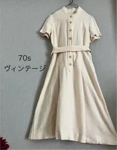 夏物ワンピース 特集‼️【一点物】レア70年代ビンテージ　ハンドメイドワンピース