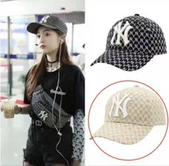 ニューヨークヤンキース　NYロゴ モノグラム ベージュキャップ ユニセックスＦ