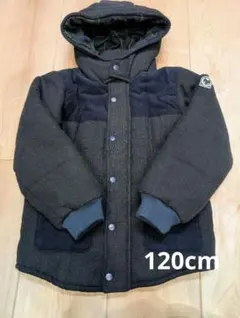 フード付アウター　チェック柄　中綿　ネイビー　子供服　120cm