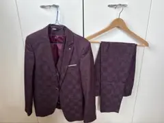 美品】SUIT SELECT ギンガムチェック シアサッカー ネイビー AB5