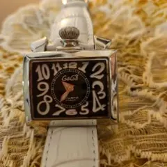 良品 GaGa MILANO マヌアーレ40 ホワイトシェル文字盤ブラック文字