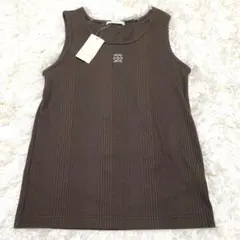 新品 タグ付き ehka sopo タンクトップ ブラウン リブ モノグラム
