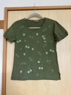 新品・未使用　PINKHOUSE チェリー柄オリーブグリーン半袖TシャツL
