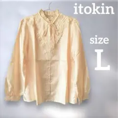 未使用☆イトキン　ヴィンテージ　レース襟　ボウタイ　ブラウス　日本製