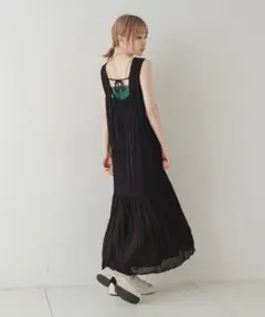 【Kastane】ワッシャーシフォン無地ワンピース