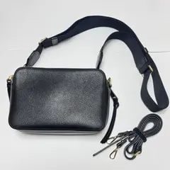 ★送料無料★本革ショルダー ダブルZIP バッグ　ブラック