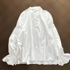 【即発送】EUCLAID エウクレイド　ブラウス　ピンタック　バンドカラー　M