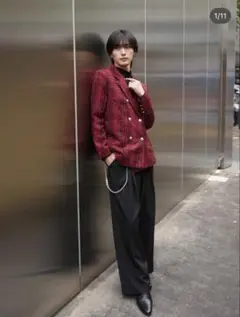 3日以内に出品辞めaludeアルードロングダブル　チェックテーラードジャケット