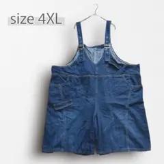 Y7687 大きいサイズ/4XL デニムオーバーオール サロペット ショート丈