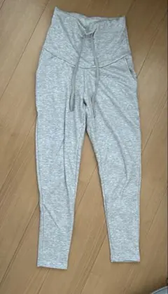 グレー 裏起毛ハイウエスト マタニティスウェットパンツM