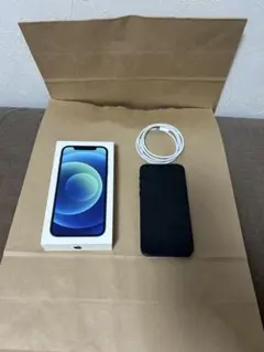 iPhone12 ブルー au【ジャンク】Face ID不良／角傷小／箱付