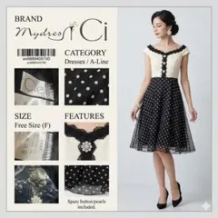 未使用✨Mydress Ciel ドット柄切替ワンピース ビジュー オフショル