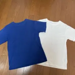 ユニクロ　キッズコットンクルーネックTシャツ　セット　160まとめ　白青　半袖のサムネイル